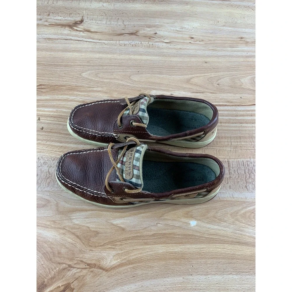 Sperry‎ Top-Sider Women 8M Brown Plaid Bluefish Boat Casual Shoes 9353632
